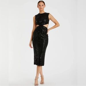 Ieena for Mcduggal Sequin Front Twist Cut Out Column Dress